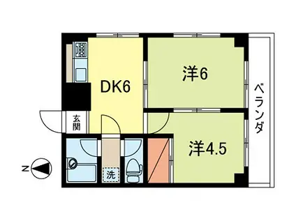 ハイツ疋田(2DK/1階)の間取り写真
