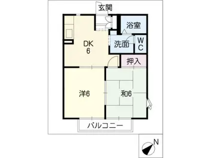 ニューアゼリア I(2DK/2階)の間取り写真