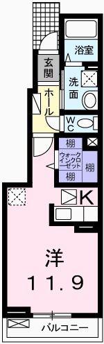 アバンツァート玉手I(ワンルーム/1階)の間取り写真
