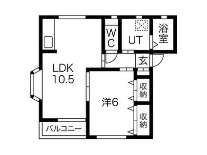 サンピュア・S.K(1LDK/1階)の間取り写真