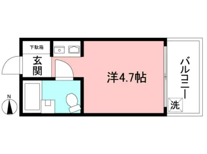 ユニクレスト(ワンルーム/1階)の間取り写真