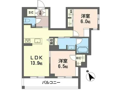 ウィステリアガーデン(2LDK/3階)の間取り写真