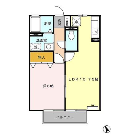 ダイナスティ(1LDK/1階)の間取り写真