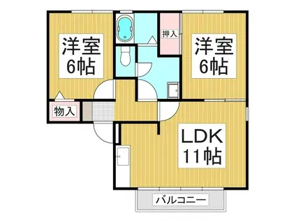 トゥインクル東和田B棟(2LDK/2階)の間取り写真