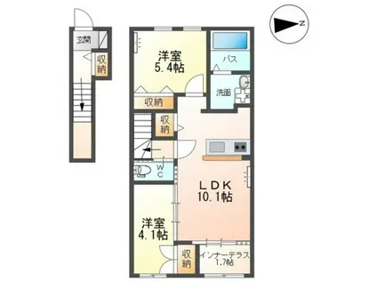 プリーモII(2LDK/2階)の間取り写真