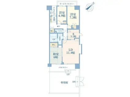 ヴェルデ町田(3LDK/1階)の間取り写真