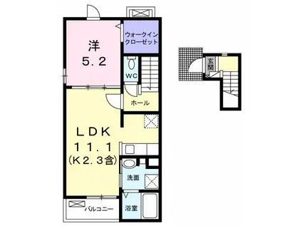 パルメゾン ロータス(1LDK/2階)の間取り写真