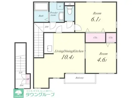 アジュールB(2LDK/2階)の間取り写真