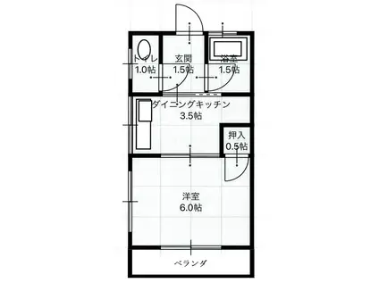 メゾン東邦VI(1DK/2階)の間取り写真