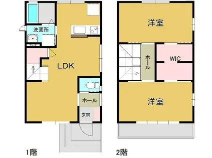 船岡テラスA(2LDK/1階)の間取り写真