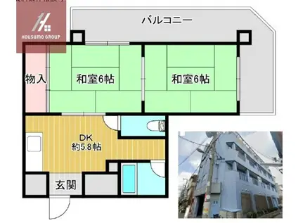 シャトー映光(2DK/4階)の間取り写真