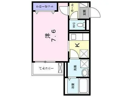 メゾン・ボヌール(ワンルーム/1階)の間取り写真