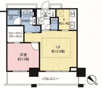 ザ・クレストタワー(1LDK/20階)の間取り写真