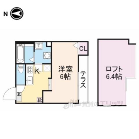 ハーモニーテラス景勝町2(1K/1階)の間取り写真