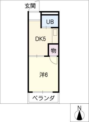 ドミール東山102(2LDK/1階)の間取り写真