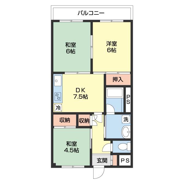 ブエナビスタ和歌山ノース(3DK/3階)の間取り写真