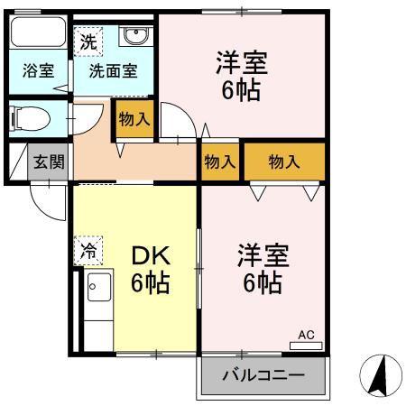セジュールSEI(2DK/2階)の間取り写真