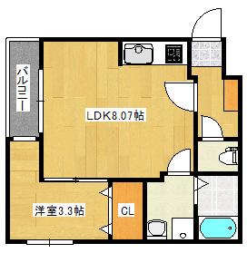 セブンプロート庚午北(1LDK/2階)の間取り写真
