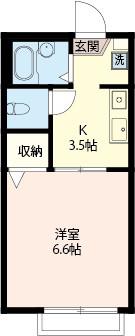 ディアス若宮(1K/1階)の間取り写真