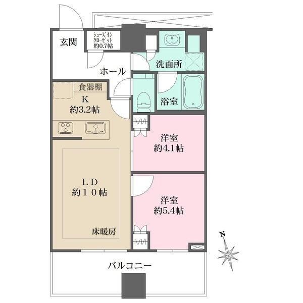 WORLD TOWER RESIDENCE(2LDK/21階)の間取り写真