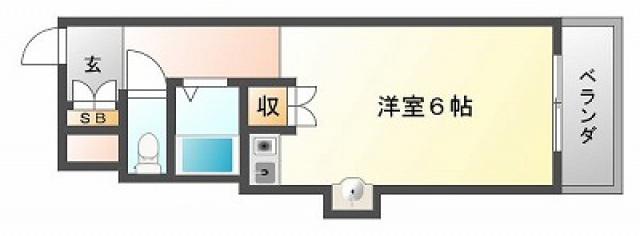 サンテルコ千里山(1K/3階)の間取り写真