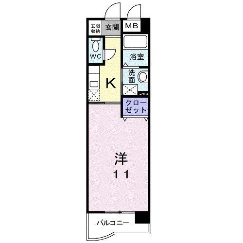 ヴィラグレイスII(1K/4階)の間取り写真