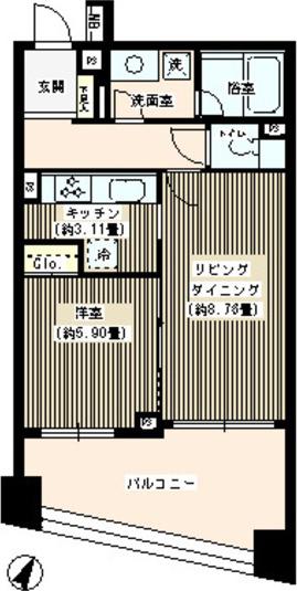 パトリス26(1LDK/8階)の間取り写真