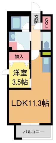 アイエフノヴァ水波町(1LDK/5階)の間取り写真