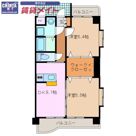 マジェスティ(2DK/1階)の間取り写真