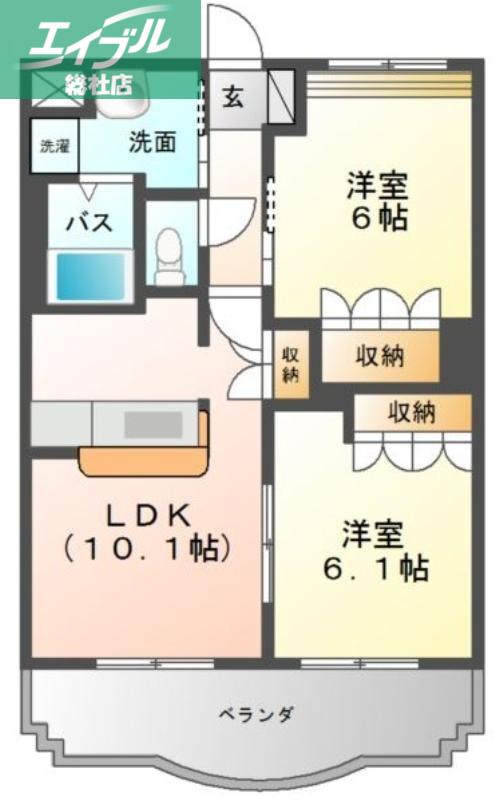 アベニール弐番館(2LDK/1階)の間取り写真
