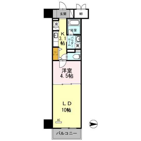 ロイヤルパークスシーサー西新井(1LDK/8階)の間取り写真