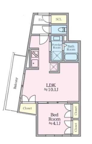 MEJIRORESIDENCE(1LDK/4階)の間取り写真