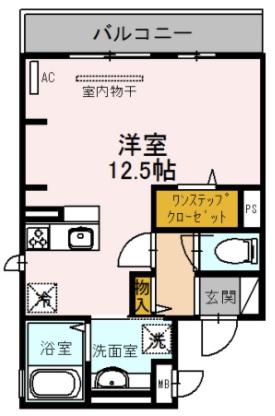 エトワール(ワンルーム/2階)の間取り写真