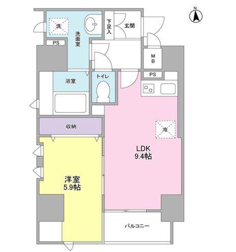 イッセイレジデンス 神樂坂(1LDK/5階)の間取り写真