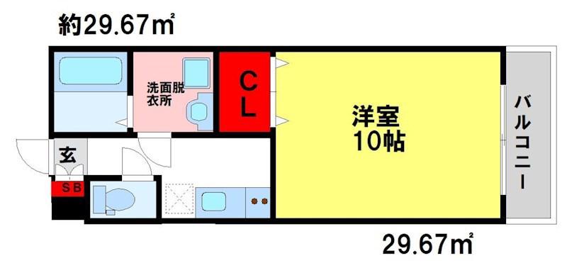 シュトラーゼ鳥栖(1K/4階)の間取り写真