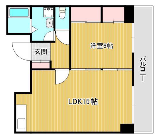 DO夕陽丘(1LDK/6階)の間取り写真