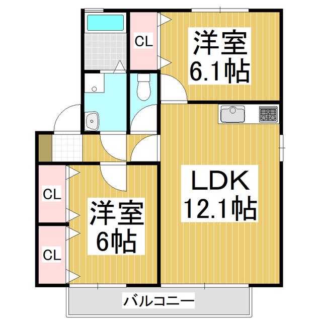 セジュール滝沢(2LDK/1階)の間取り写真