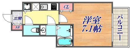 アスヴェル神戸ハーバーサイド(1K/9階)の間取り写真