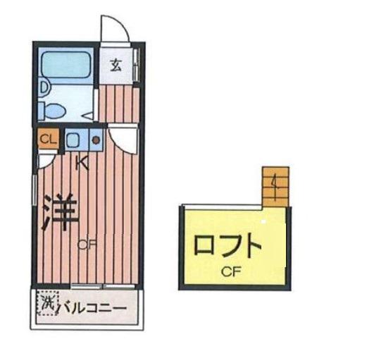 コープマリン旗の台(1K/1階)の間取り写真