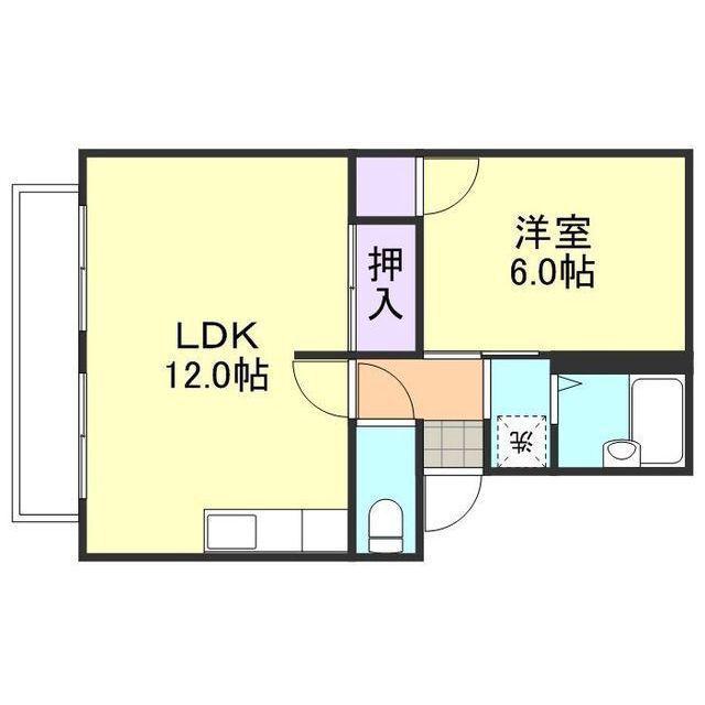 プレジール杉原(1LDK/2階)の間取り写真