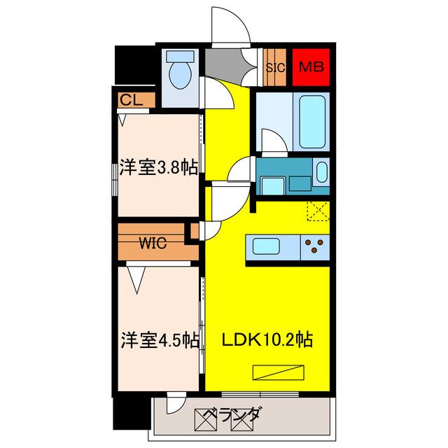 アーバネックス東梅田(2LDK/11階)の間取り写真