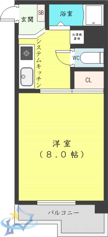 エルシー1(1K/8階)の間取り写真