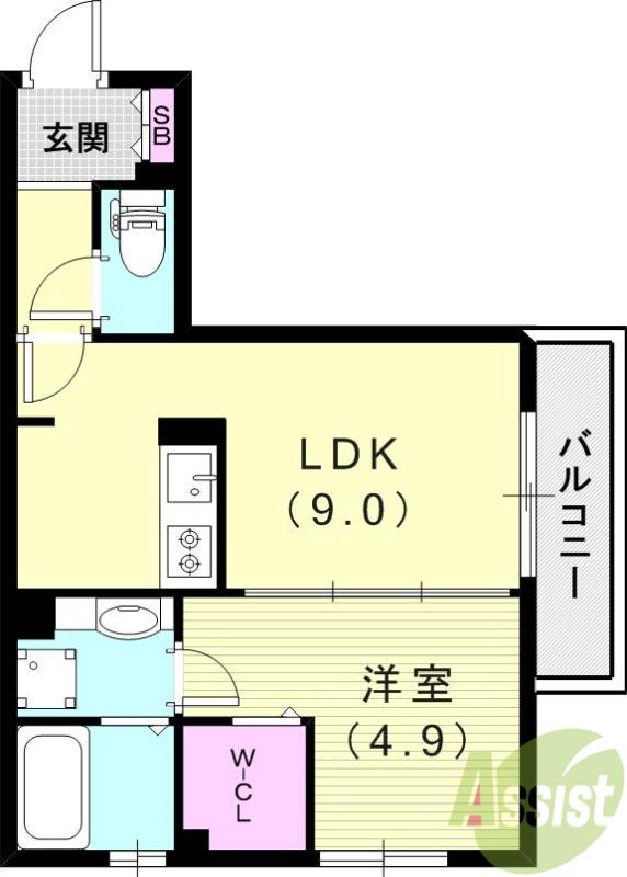 アリエッタ牧落(1LDK/3階)の間取り写真