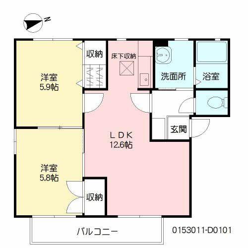 グラン・シャーメゾン D棟(2LDK/1階)の間取り写真