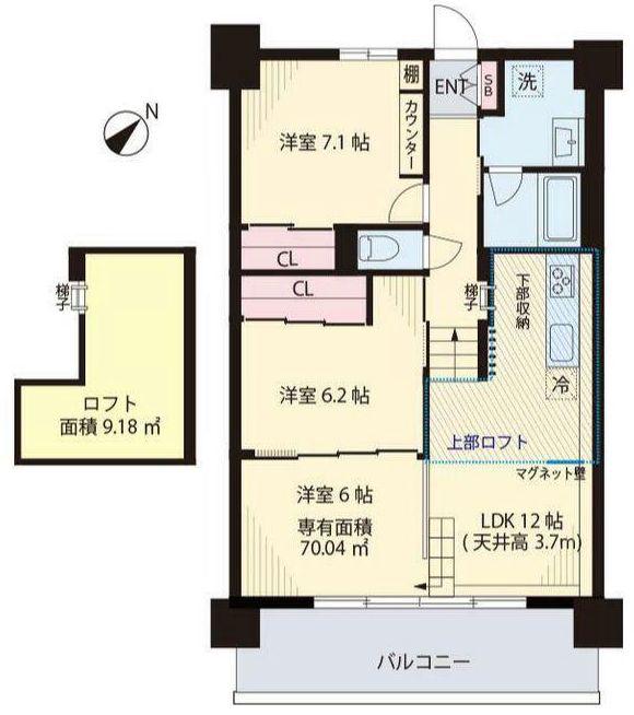 パークロード川口(3LDK/6階)の間取り写真