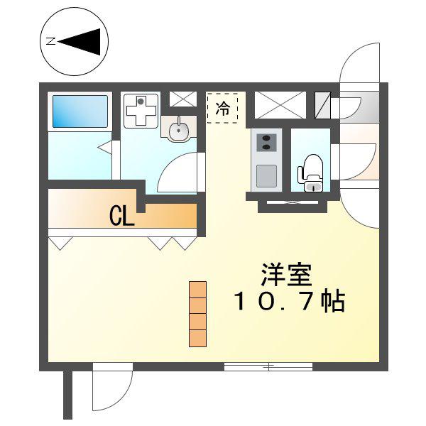 BRANCHE覚王山II(ワンルーム/4階)の間取り写真