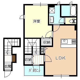 イーストハイツ(1LDK/2階)の間取り写真
