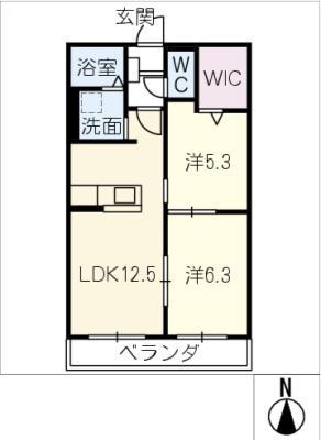 MARK&TWO(2LDK/3階)の間取り写真