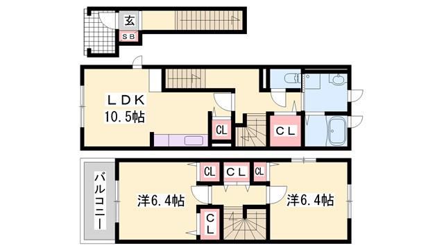 ソレアードトーレ(2LDK/2階)の間取り写真