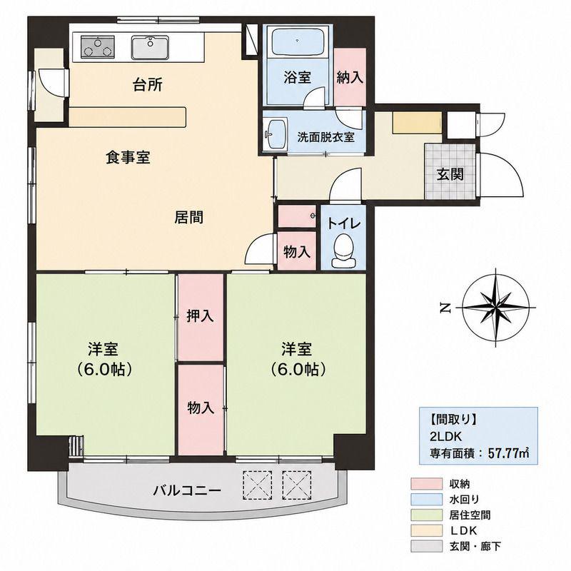 パリセイド東神田(2LDK/3階)の間取り写真
